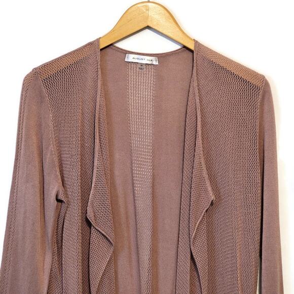 August Silk Shawl Collar Knit Cardigan Sweater Pink Mauve Long Sleeve Workwear M - Picture 8 of 12